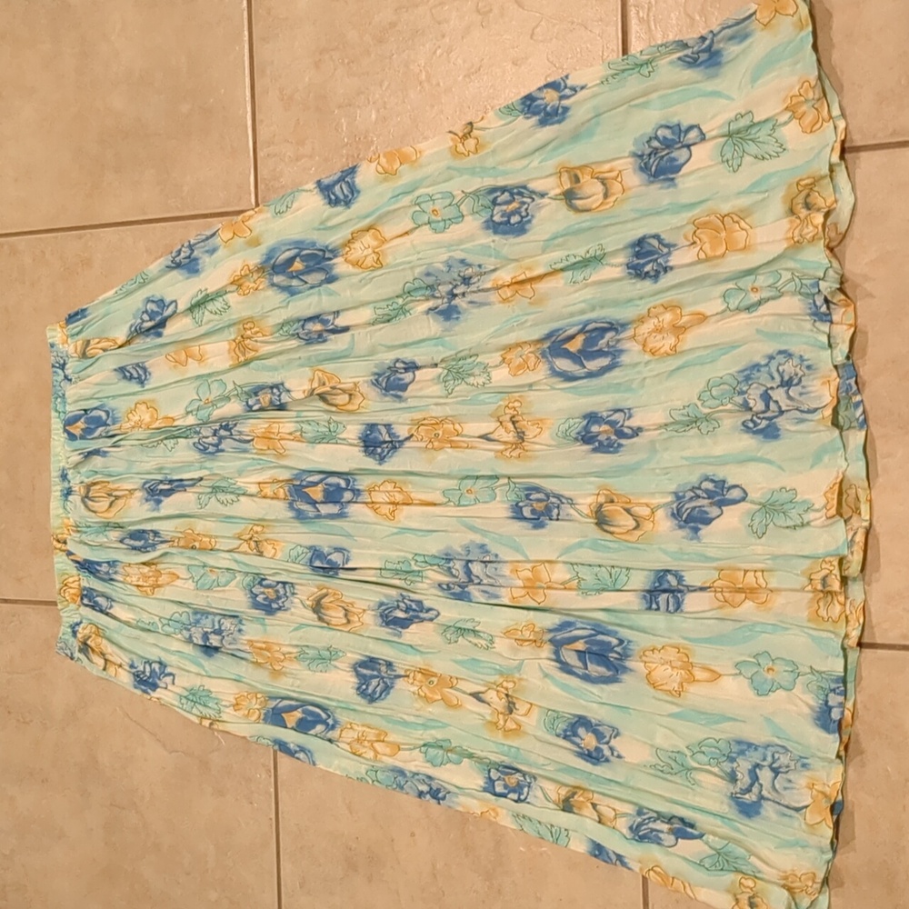 Vintage Solitare Blue Floral Skirt Size Medium